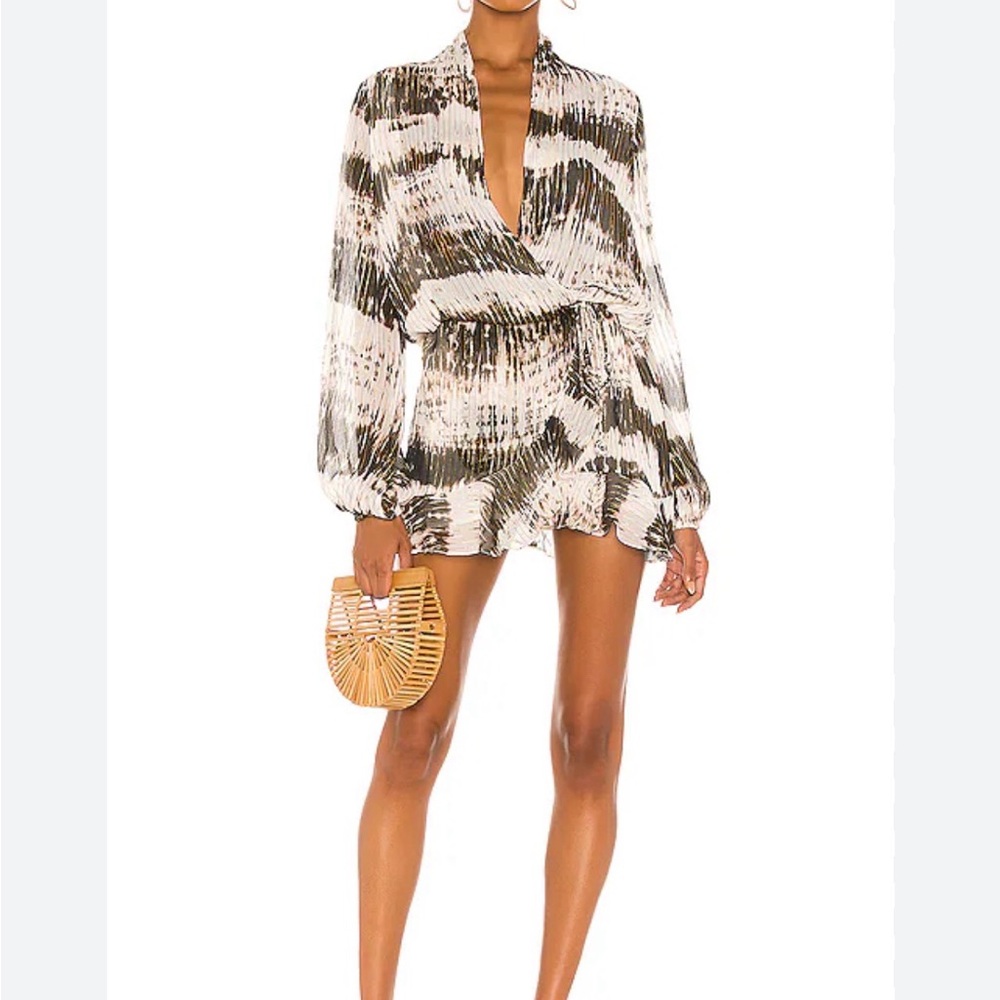 Rococo Sand Black and White Romper with Gold Accents